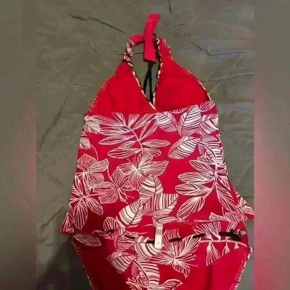 La Vie En Rose Aqua bathing suite red floral medium - Picture 3 of 4